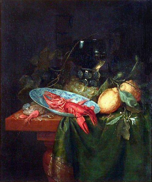 Pieter de Ring Stilleben mit Romer, Krebsen und Zitronen oil painting image